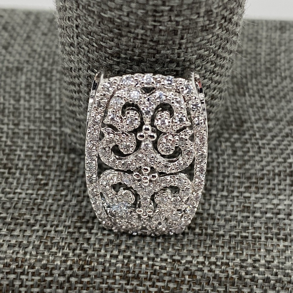 ADI 925 Sterling Silver Pendant Filigree White Cubic Zirconia